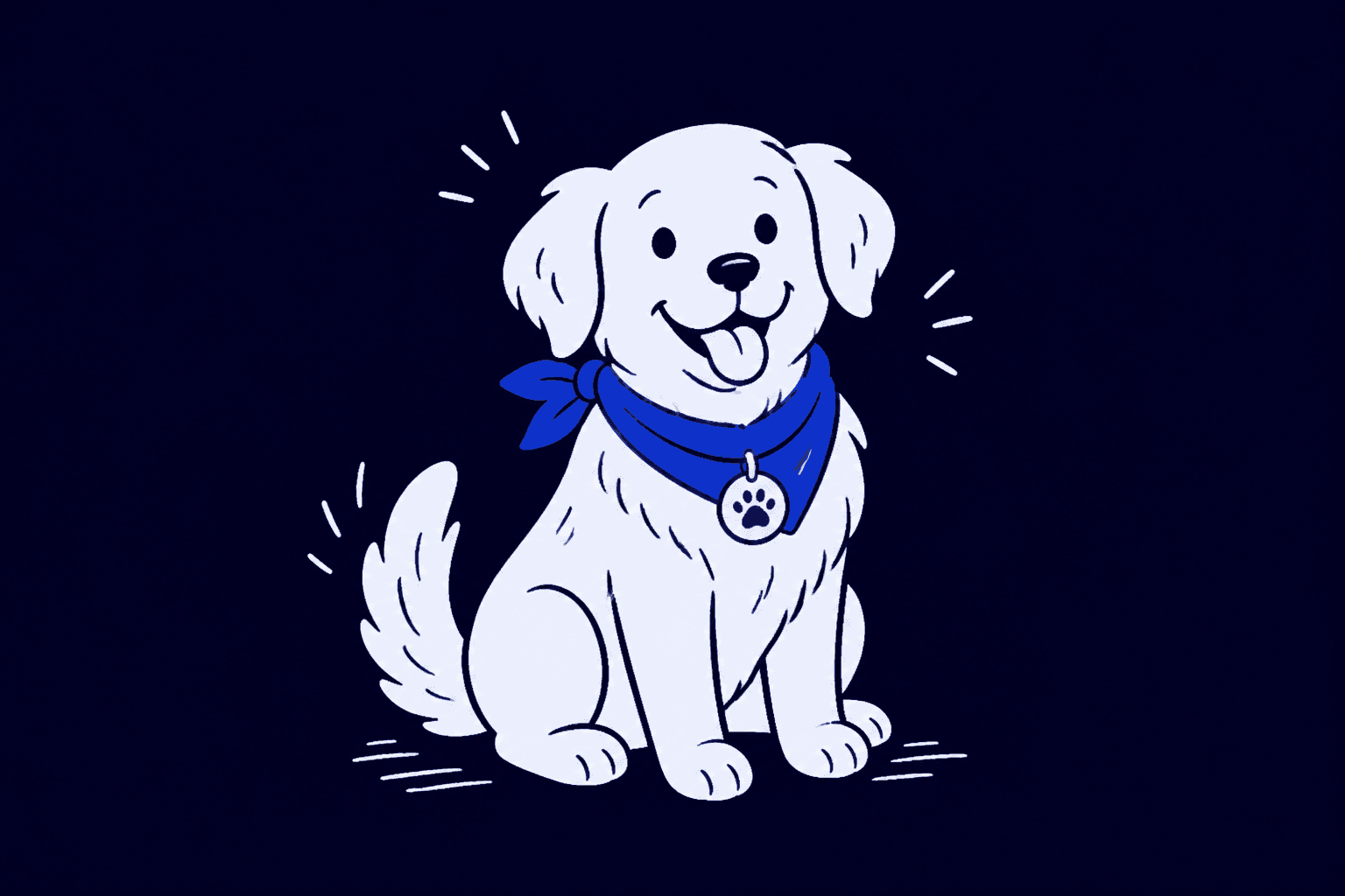Ilustración de un perro con su bandana de fundador kate&doug